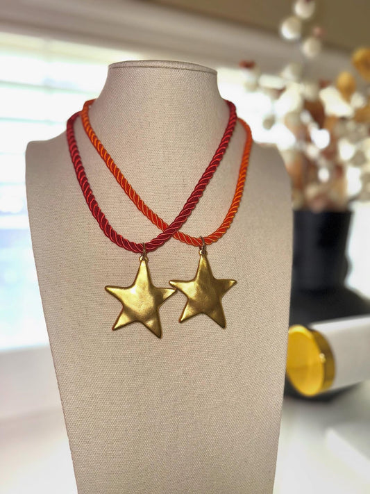 Satin Rope GameDay Necklaces with Large 43mm Star. 