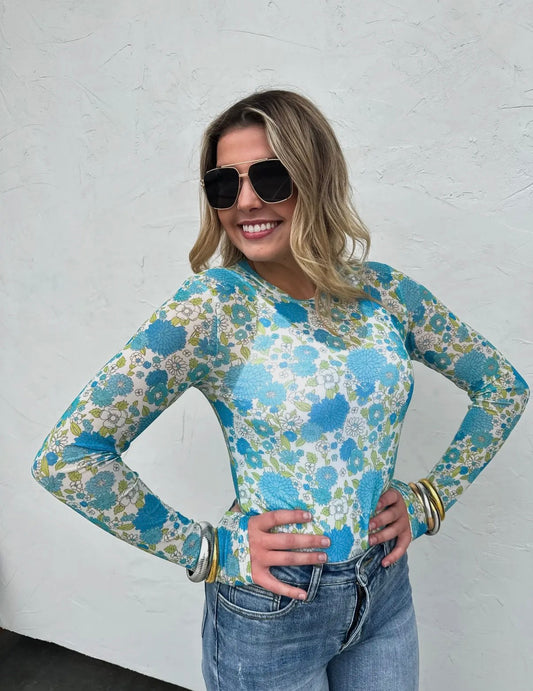 Vintage Floral Mesh Top