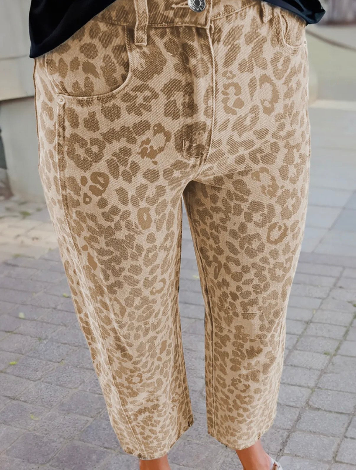 Leopard Print Straight Loose Jeans