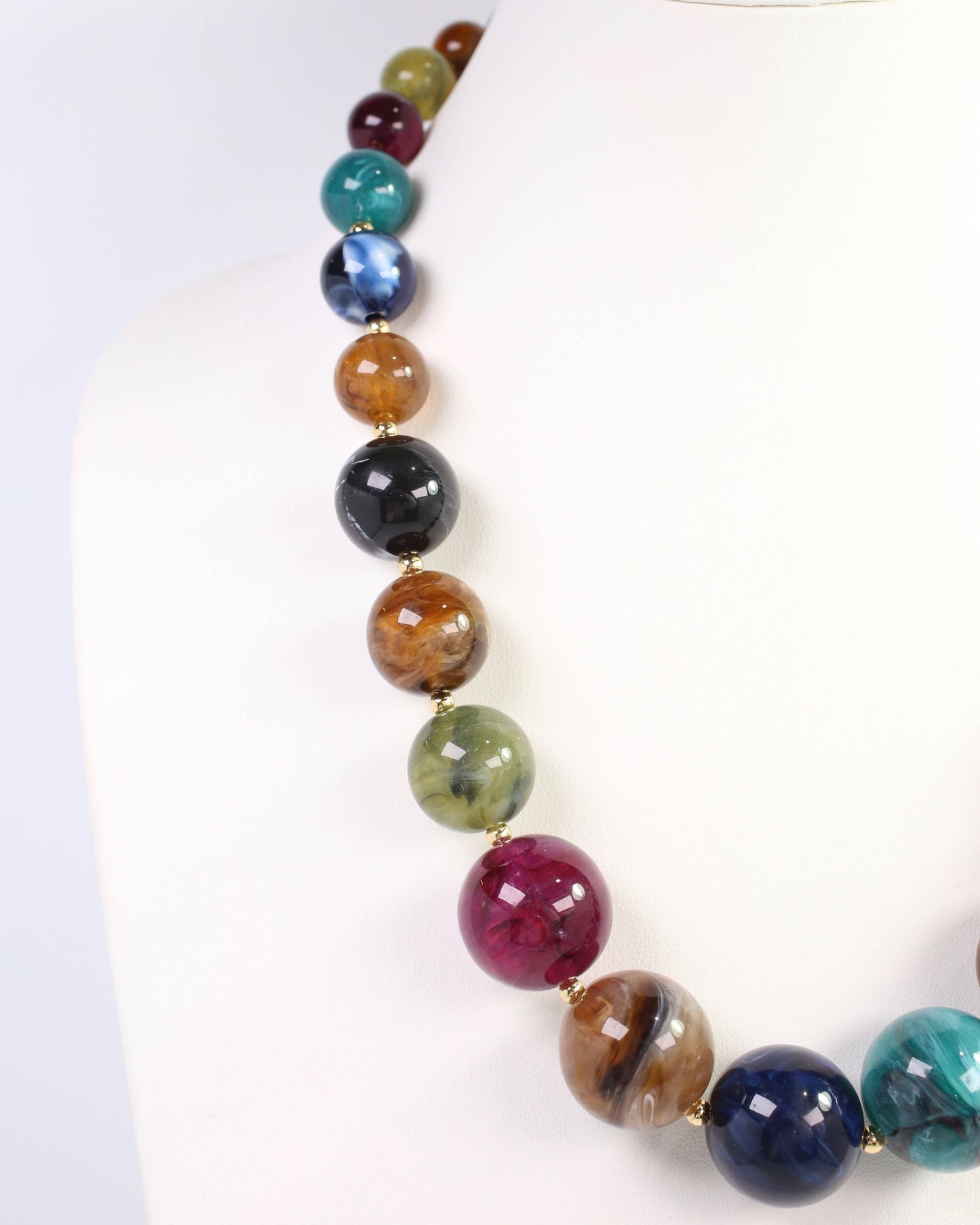 Caroline Hill - Cambridge Chunky Marble Necklace Dark Multi