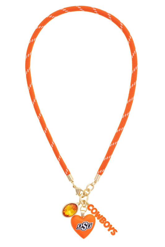 Canvas Style - Oklahoma State Cowboys Logo Heart Paracord Necklace