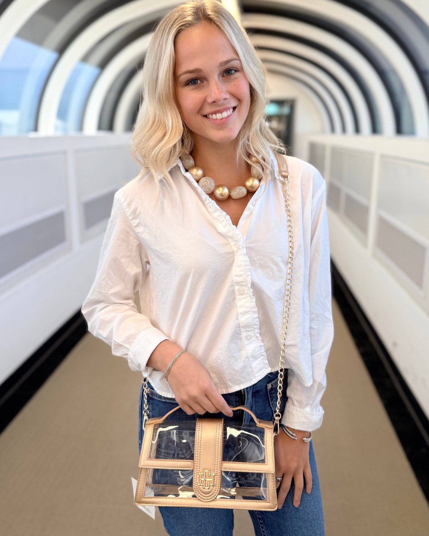Caroline Hill - Grace Clear Bag Gold
