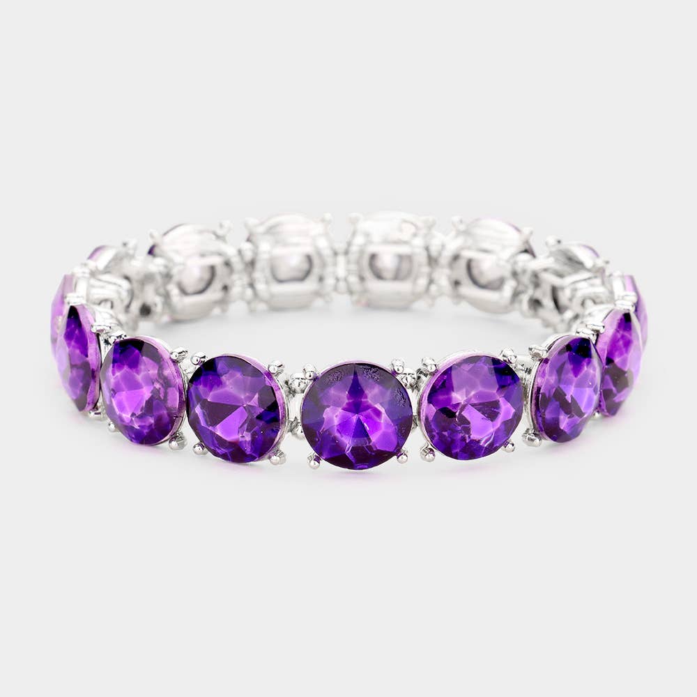 Pink Crystal Round Stretch Bracelet