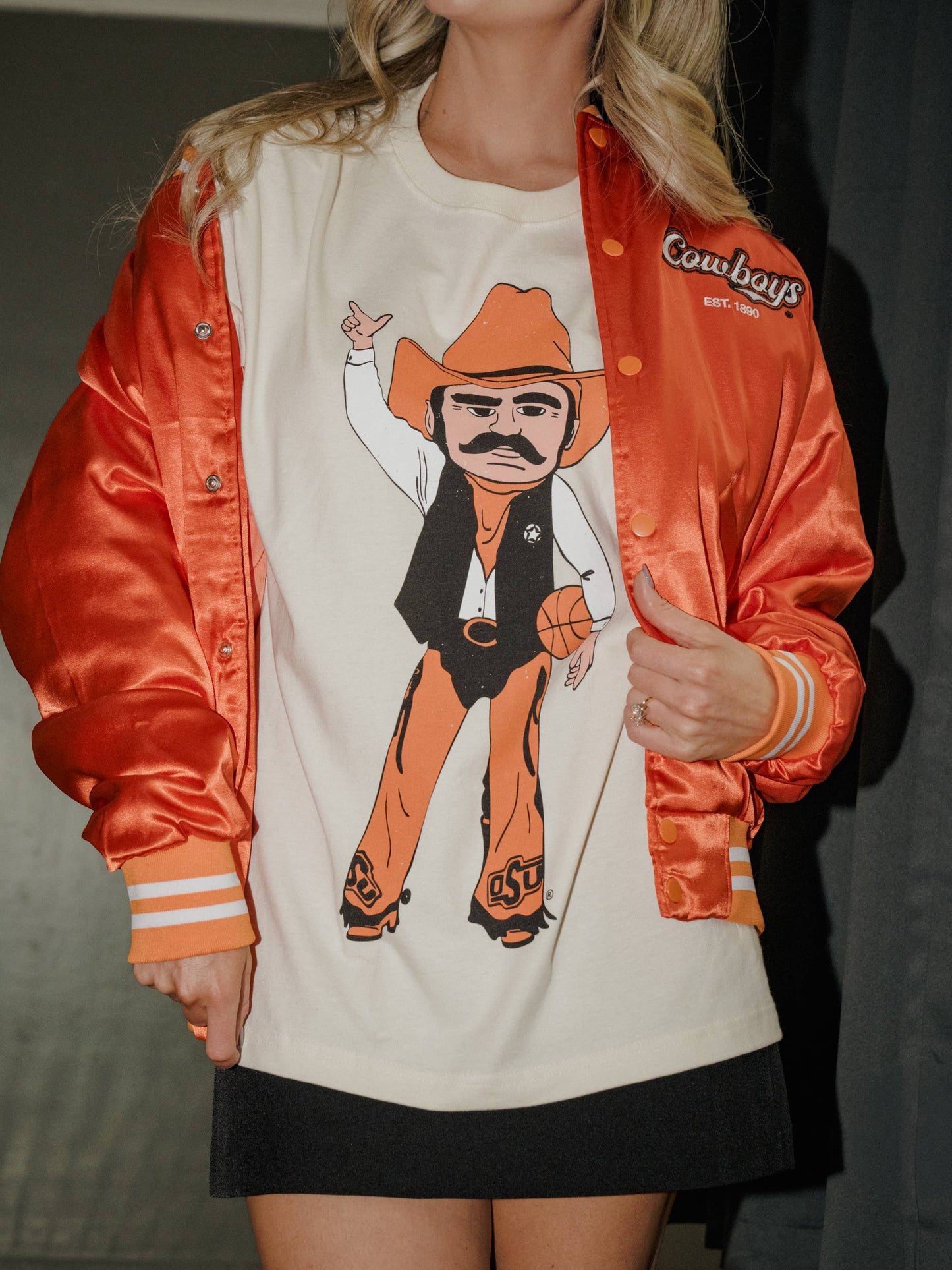 LivyLu - OSU Cowboys Double Baller Off White Heavyweight Tee
