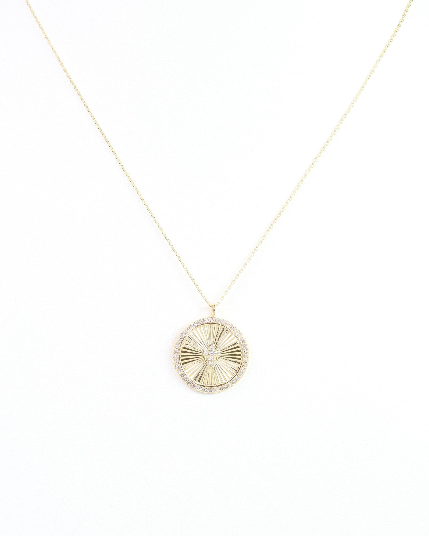 Caroline Hill - Etta CZ Cross Pendant Necklace WR Gold