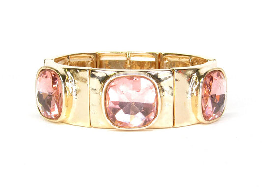 Gold with Pink Crystal Bracelet