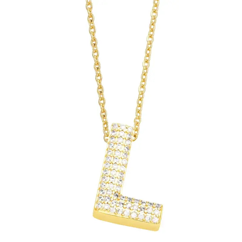 18K Gold Plated Rhinestone- Initial Necklaces
