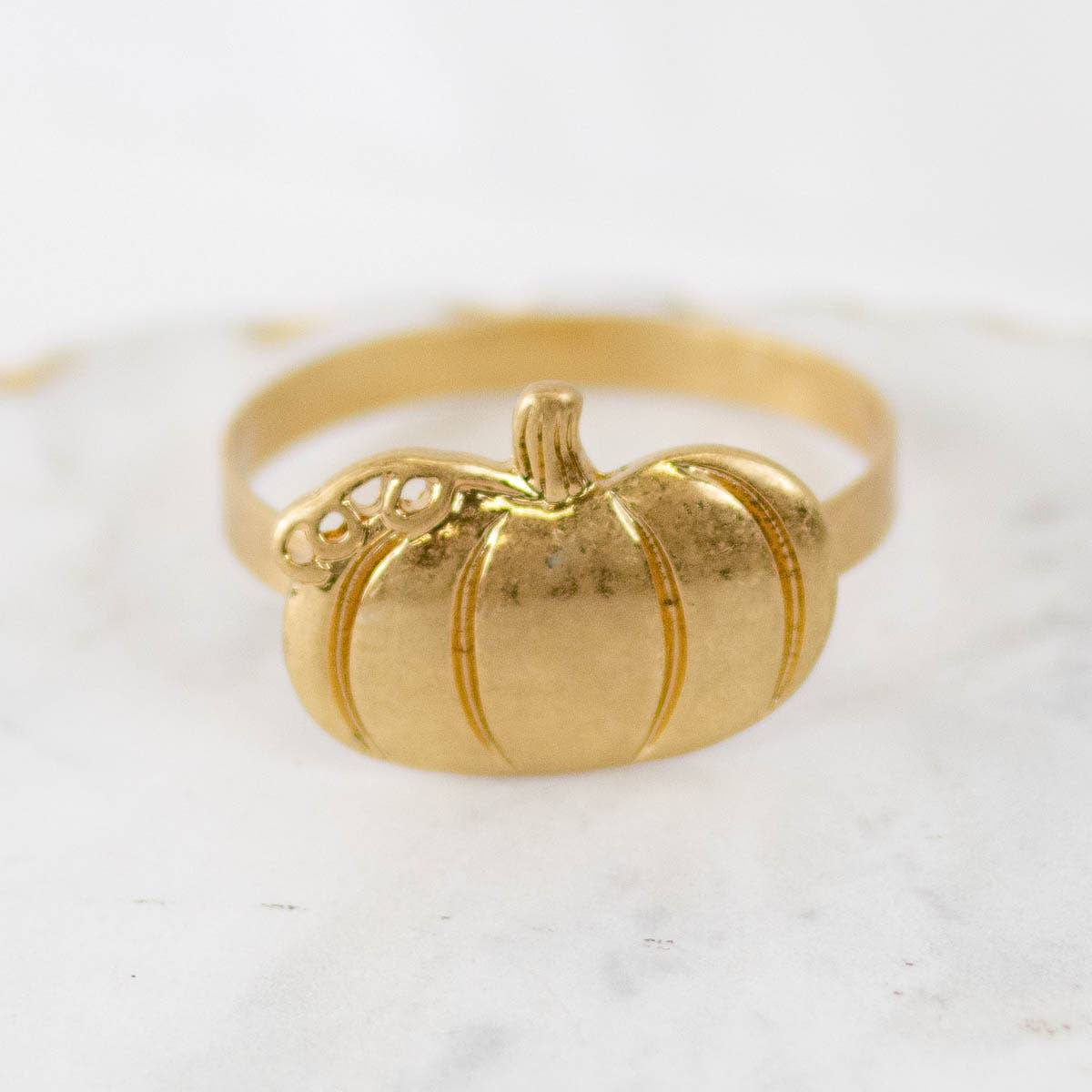 Pumpkin Napkin Ring-Matte Gold   2"