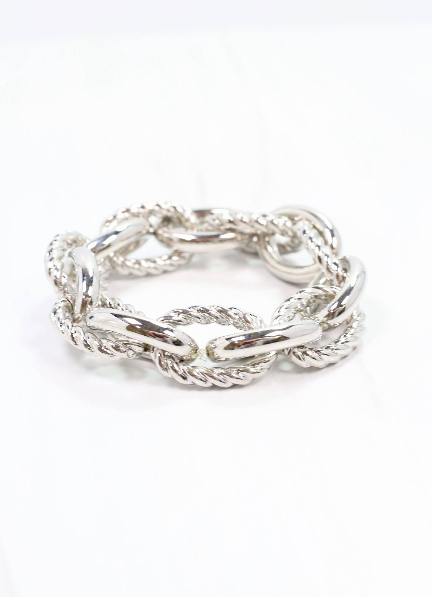 Caroline Hill - Cates Link Stretch Bracelet SILVER