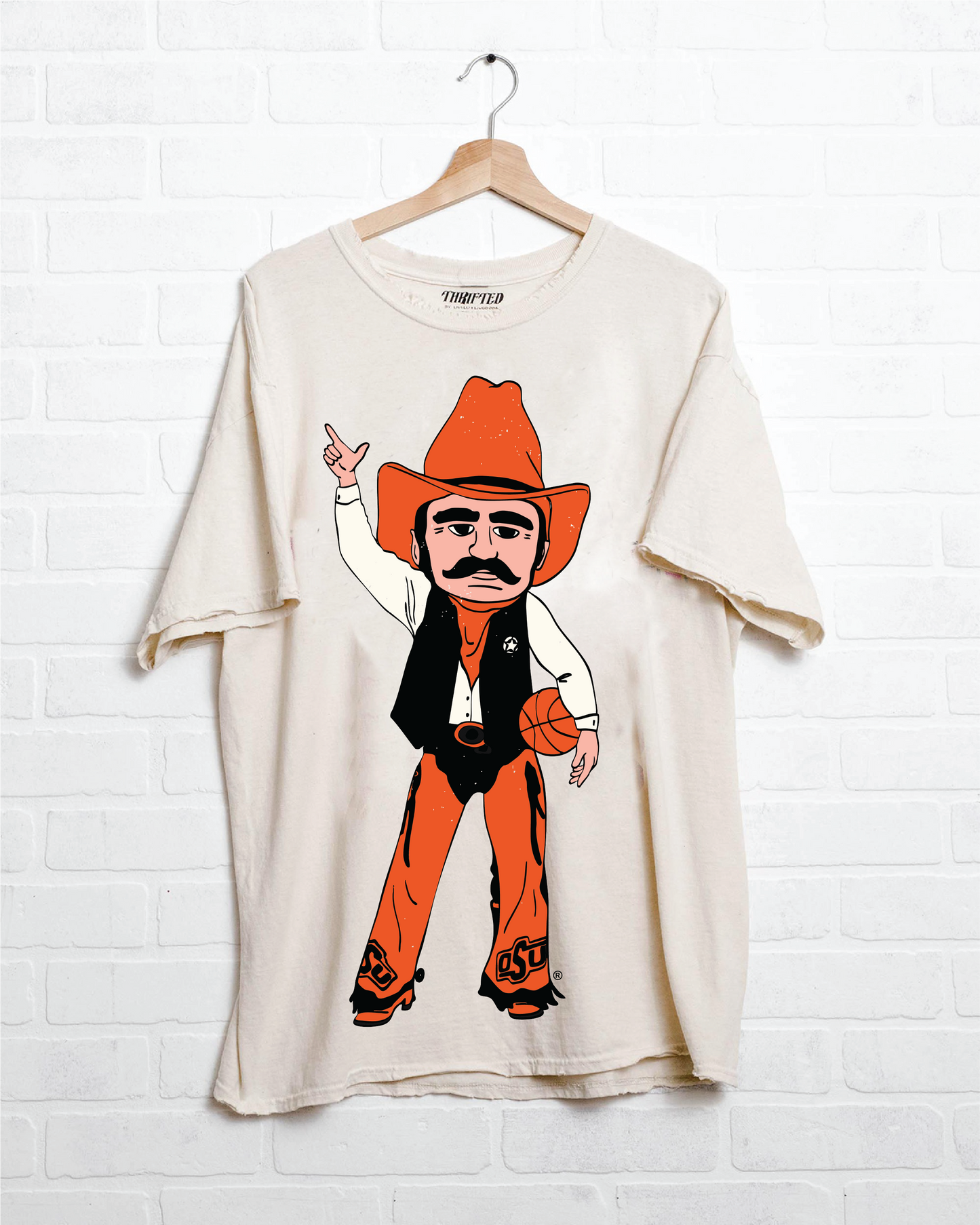 LivyLu - OSU Cowboys Double Baller Off White Heavyweight Tee