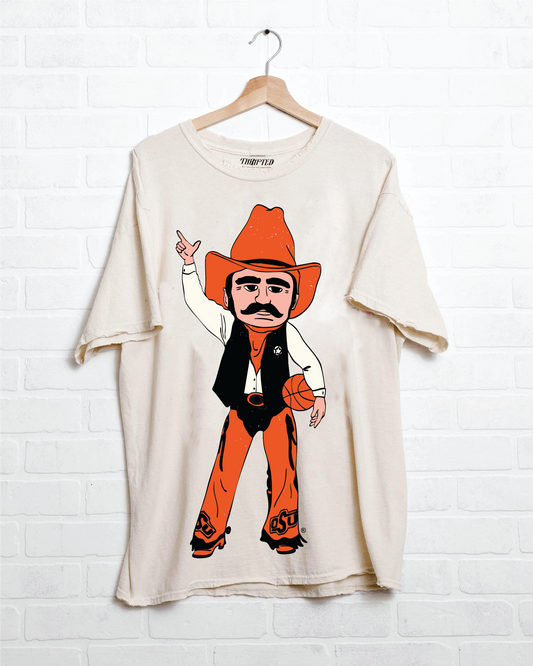 LivyLu - OSU Cowboys Double Baller Off White Heavyweight Tee