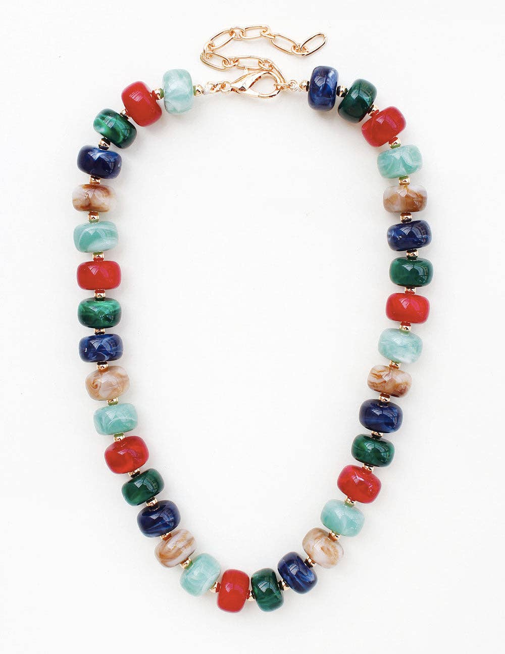 Navy Multi Colored Beaded Necklace