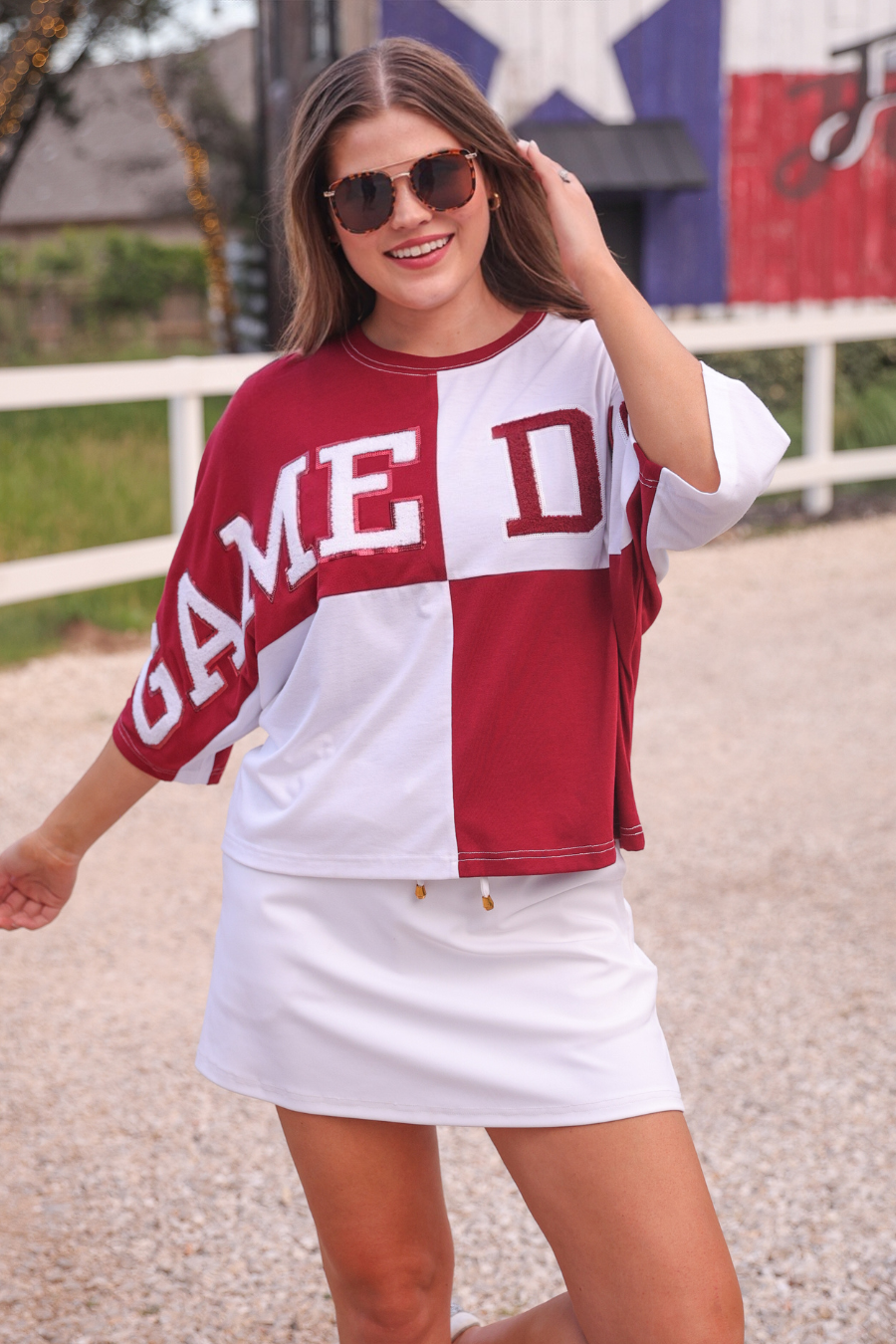 Jess Lea- Game Day Color Block Top- Maroon