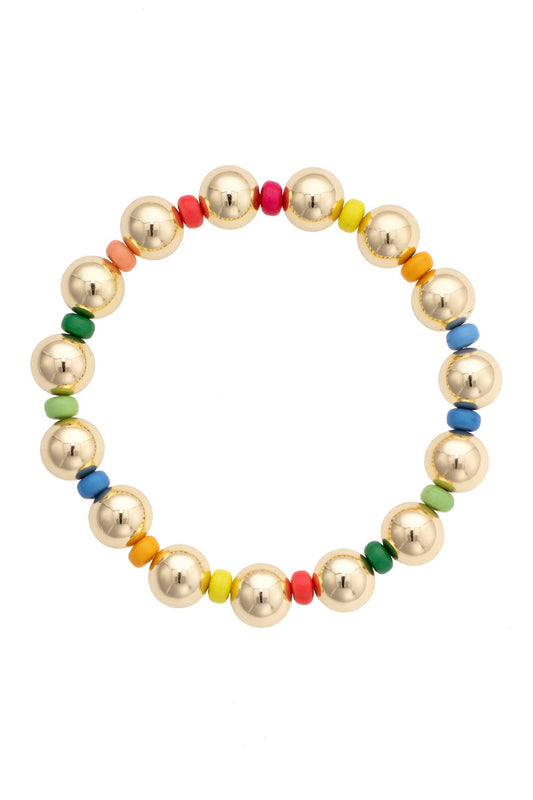 Colorful Statement Gold Ball Bead Bracelet