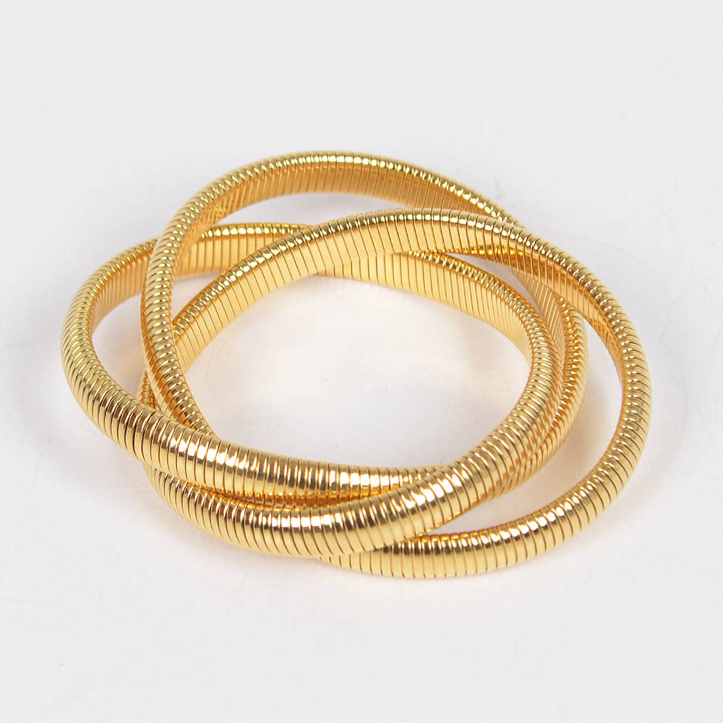Gold Triple Stretch Chain Bracelet