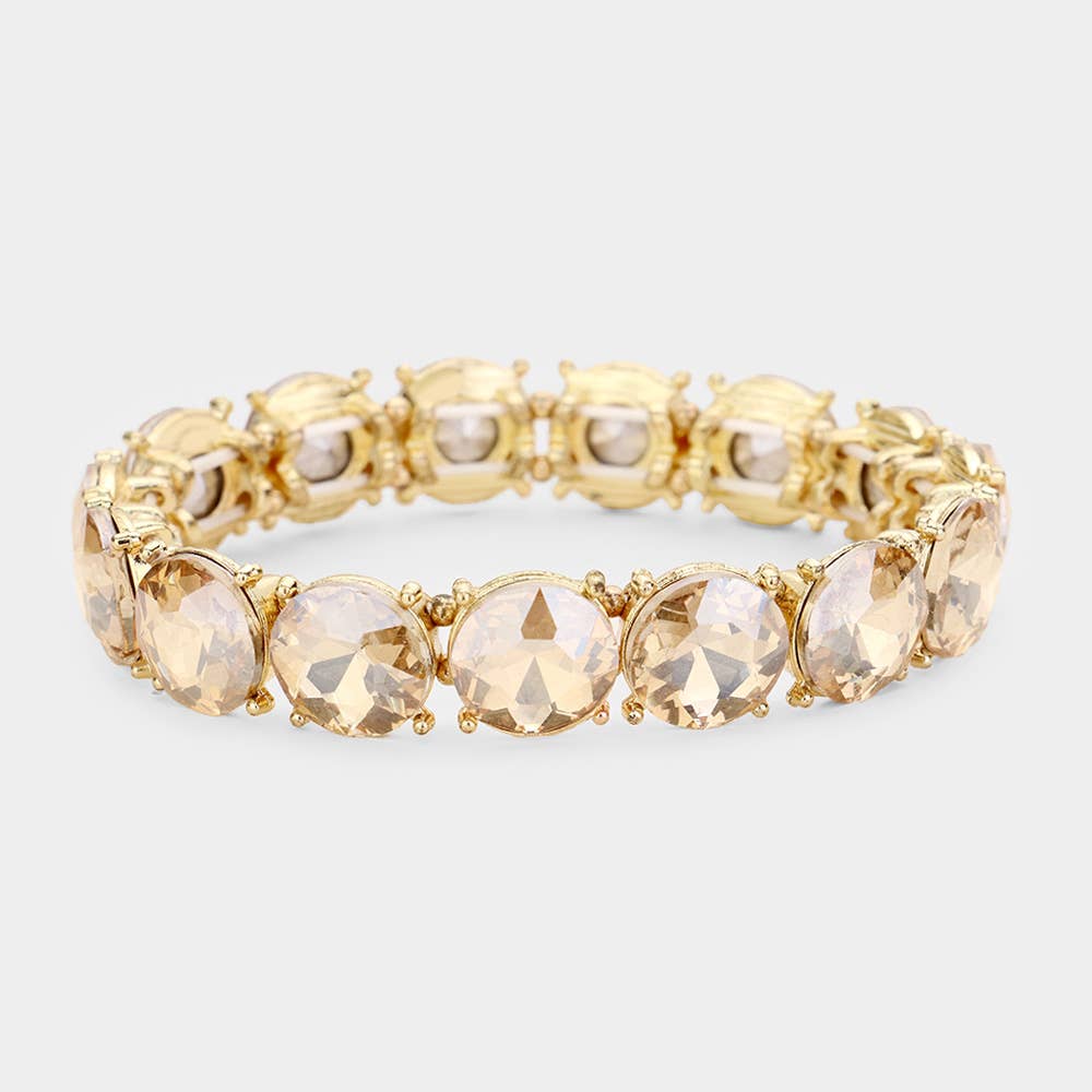 Pink Crystal Round Stretch Bracelet