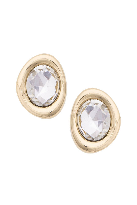 Canvas Style - Worn Gold/Clear Stud Earrings