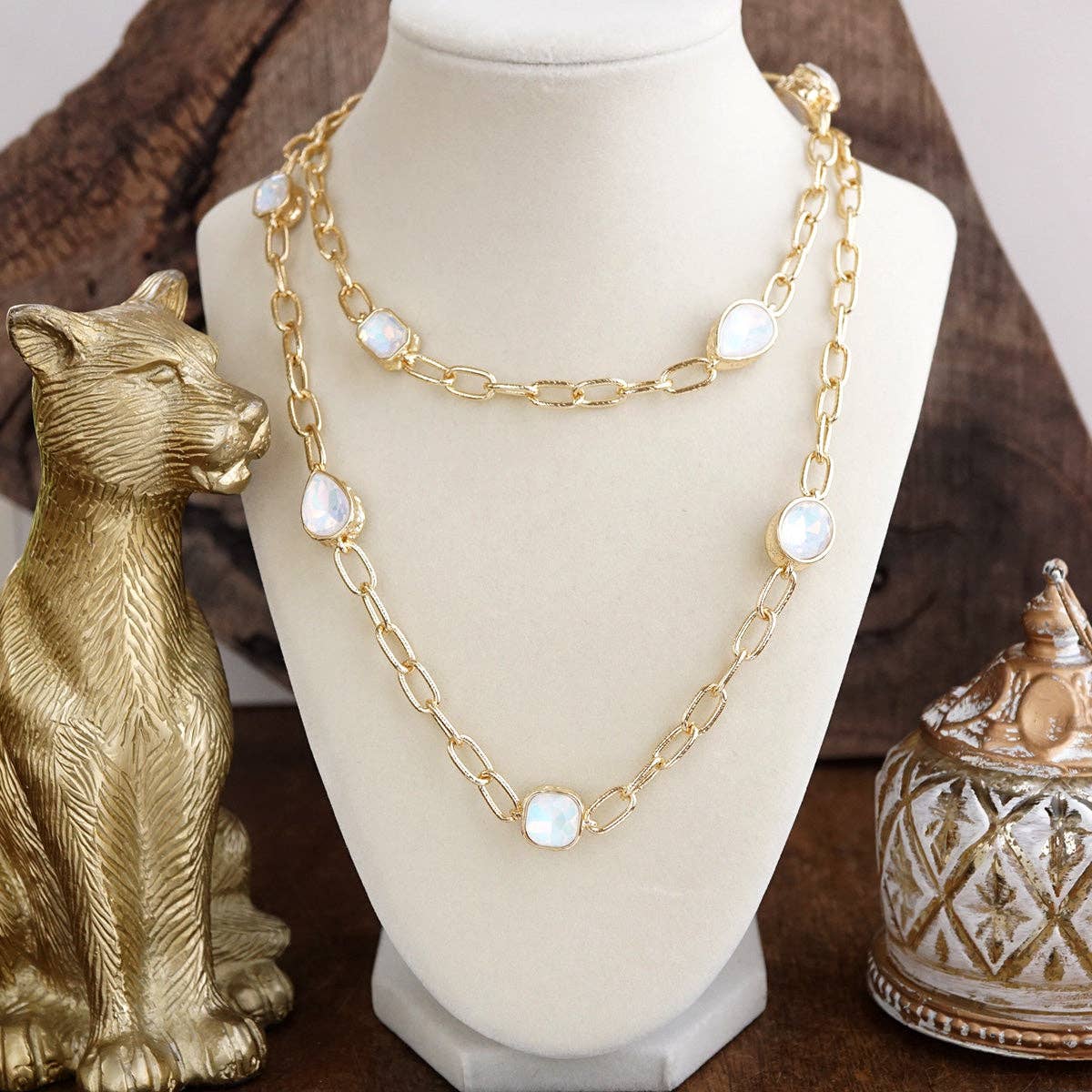 Opal Long Crystal Necklace