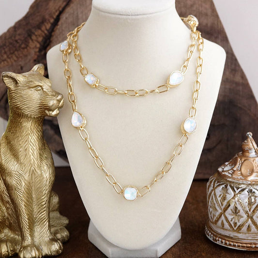 Opal Long Crystal Necklace