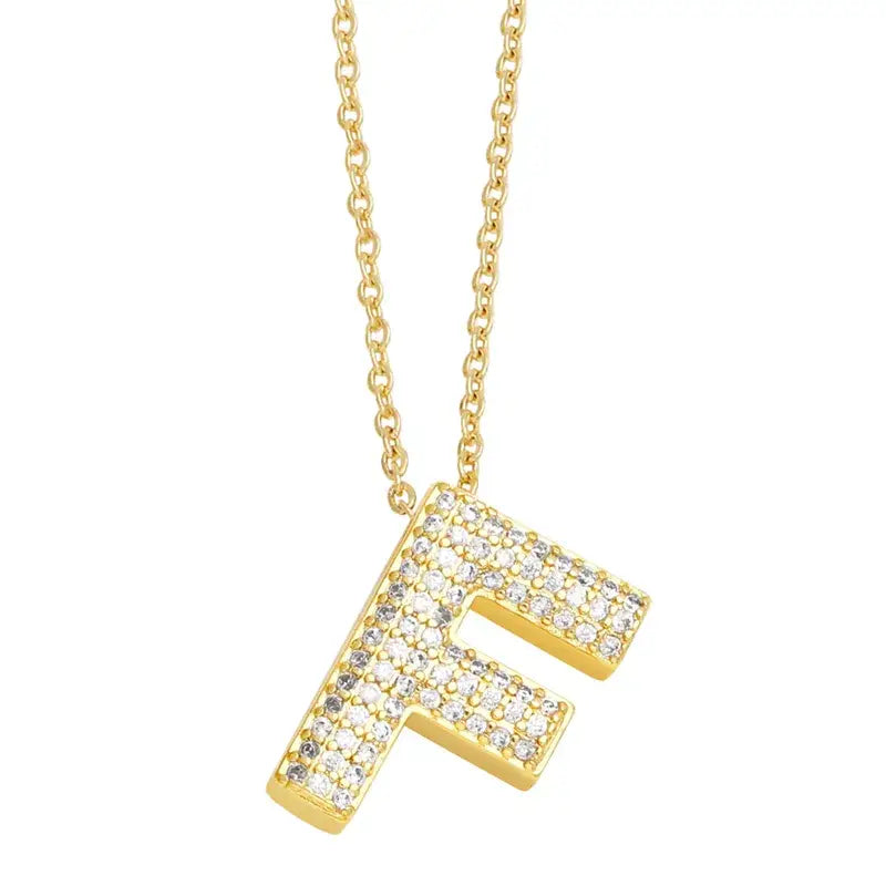18K Gold Plated Rhinestone- Initial Necklaces