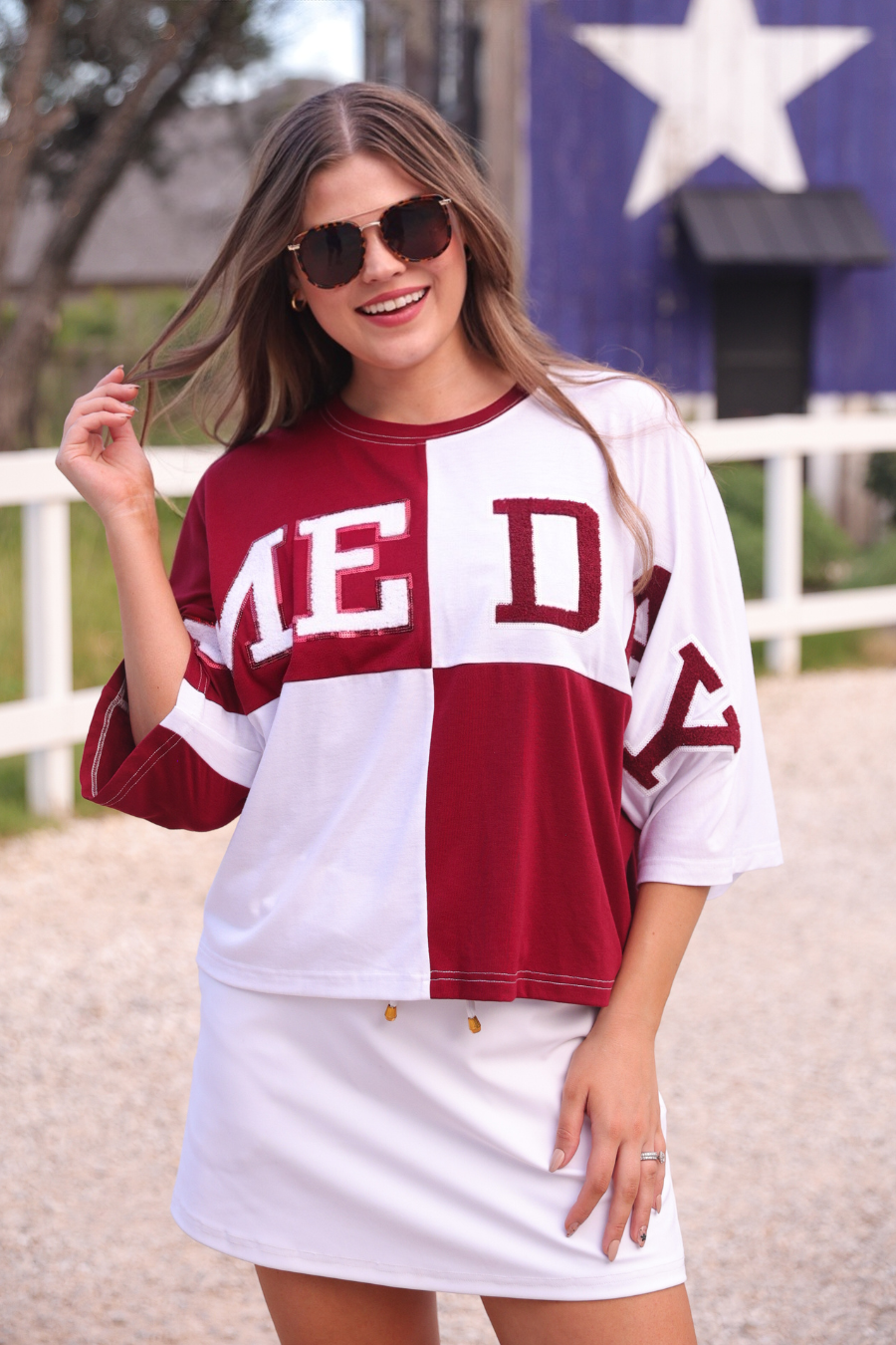 Jess Lea- Game Day Color Block Top- Maroon