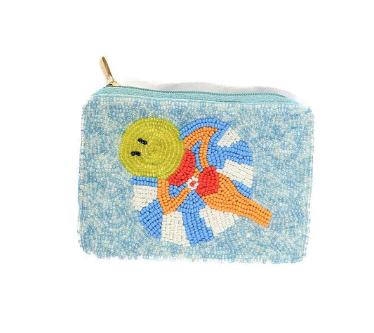 Summer Pool Beaded Coin Purse