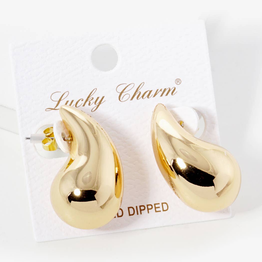 Gold Tear Drop Post Earrings