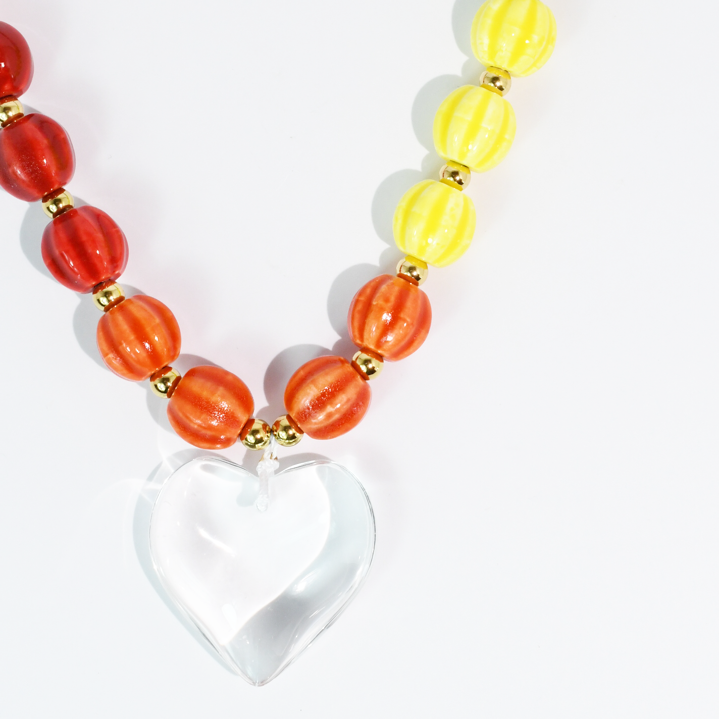 Rainbow Happy Heart Necklace with Clear Heart