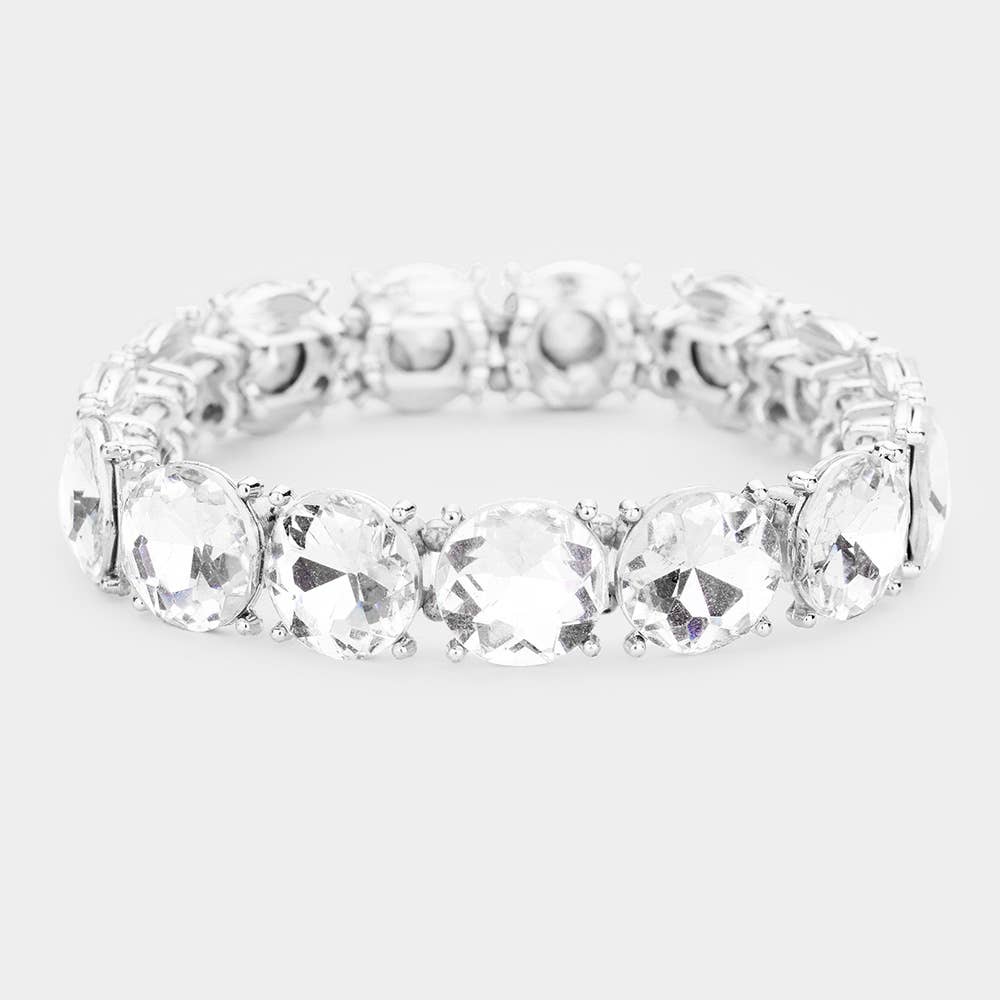 Pink Crystal Round Stretch Bracelet