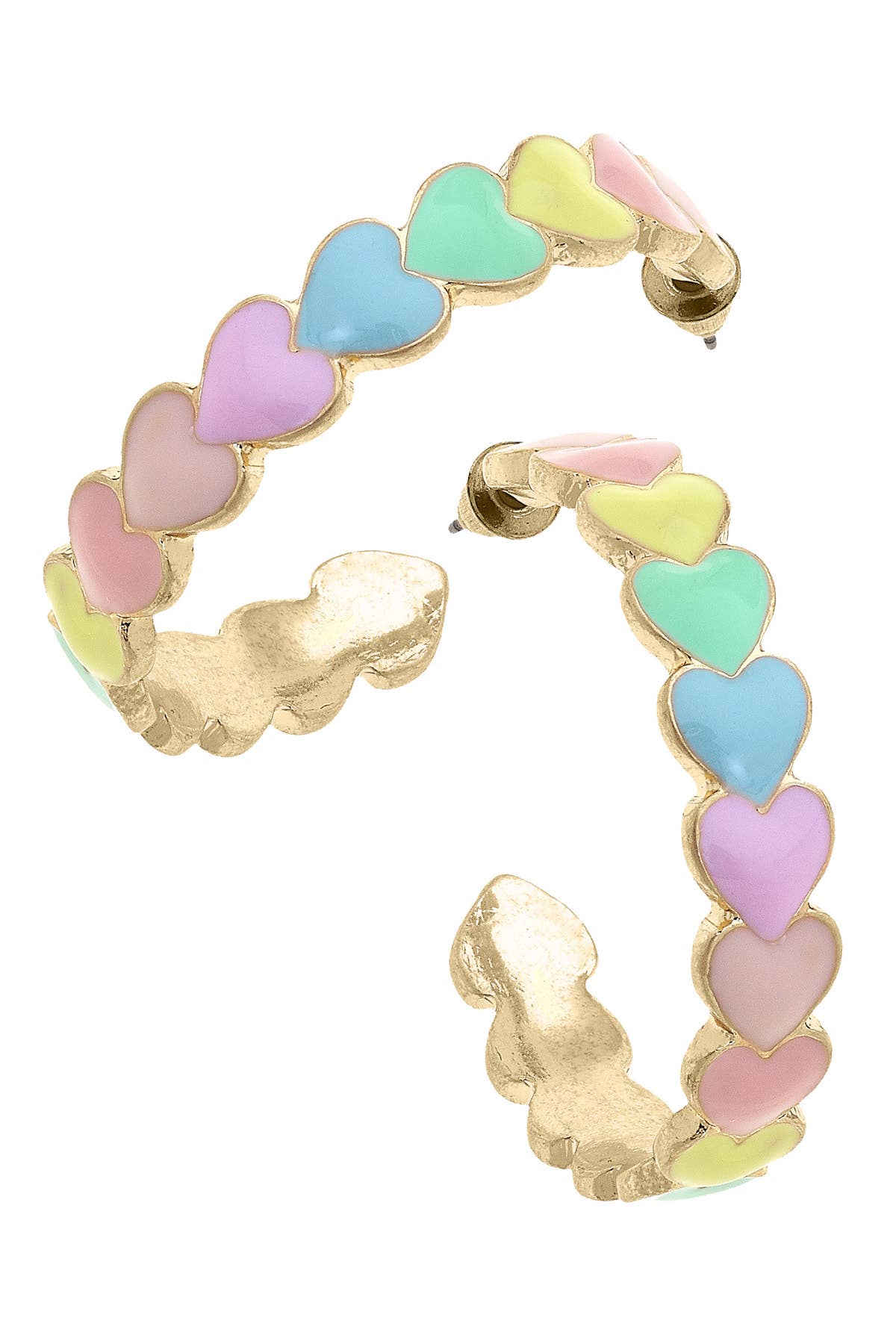 Pastel Hearts Hoop Earrings