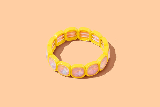 Yellow Stretch Bracelet - Large Stones-Elise