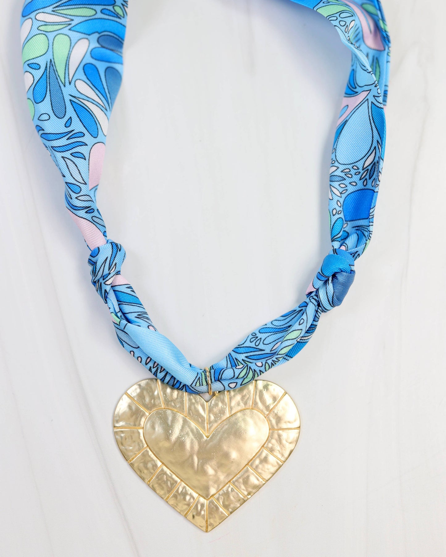 Caroline Hill - Cile Scarf Charm Necklace Blue