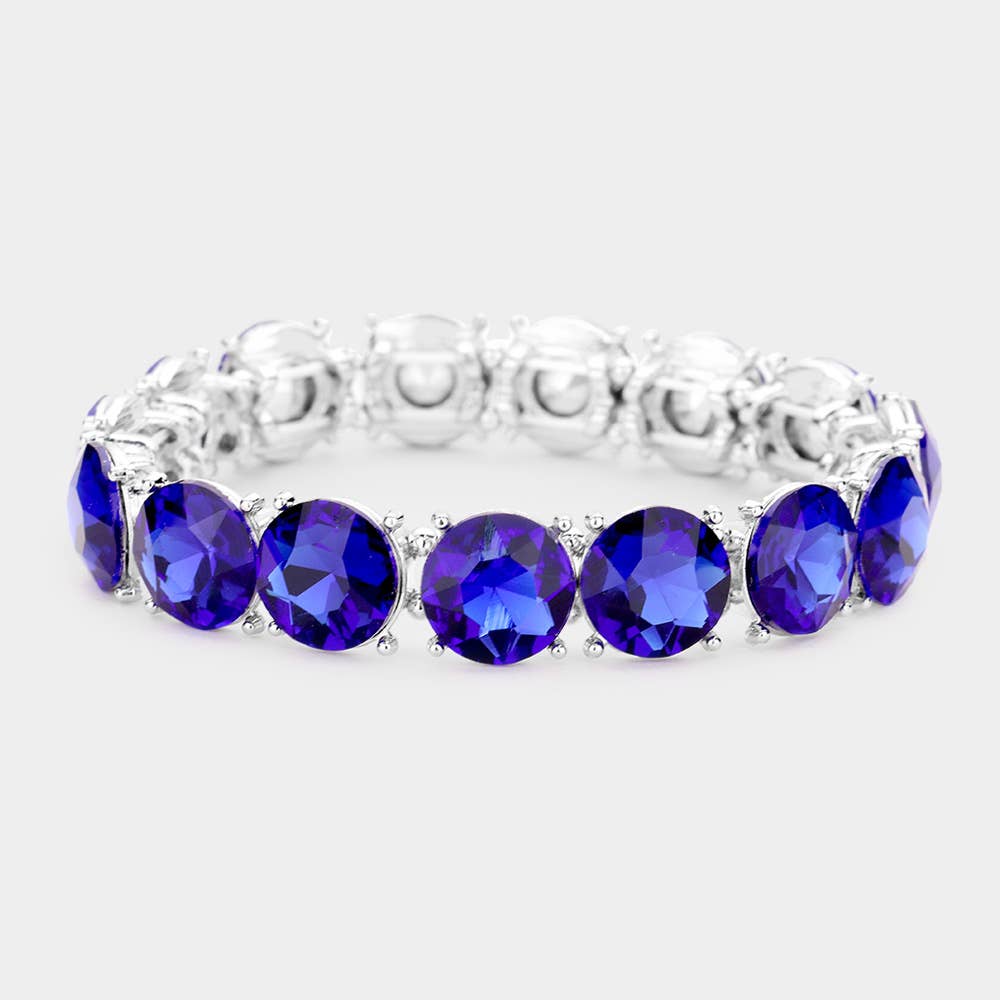 Pink Crystal Round Stretch Bracelet