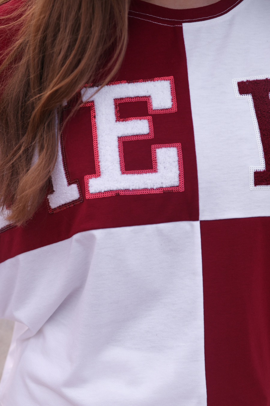 Jess Lea- Game Day Color Block Top- Maroon