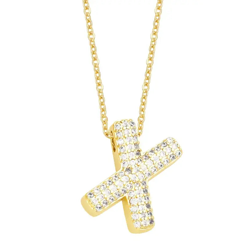 18K Gold Plated Rhinestone- Initial Necklaces