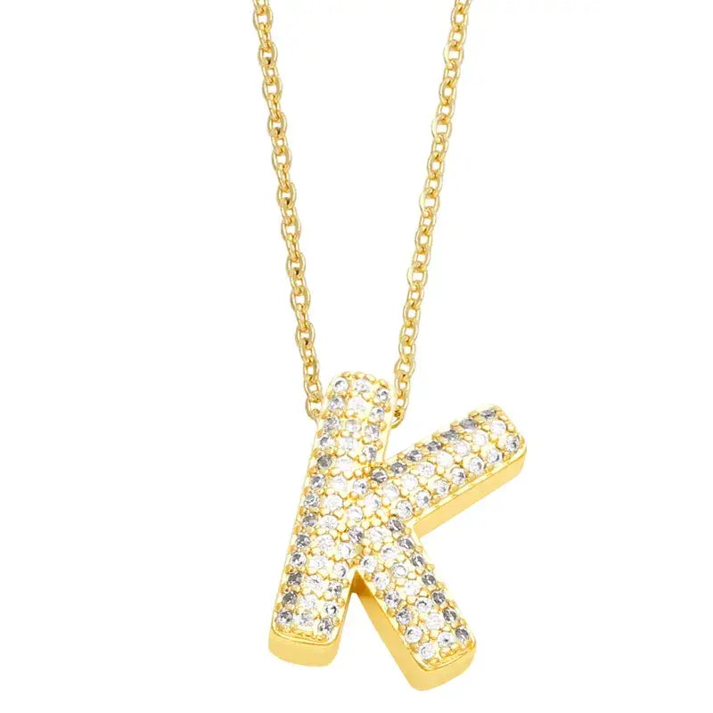18K Gold Plated Rhinestone- Initial Necklaces