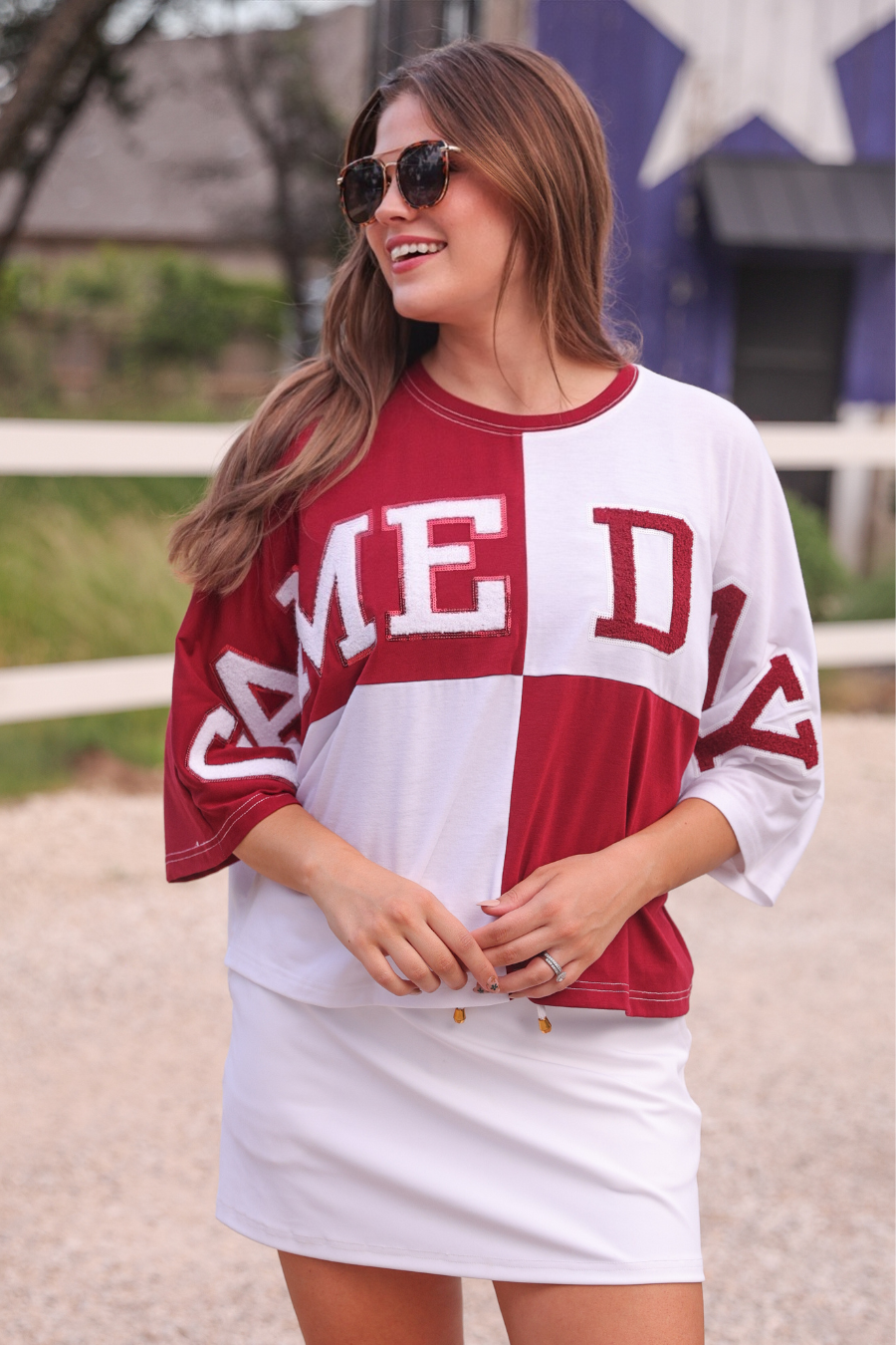 Jess Lea- Game Day Color Block Top- Maroon