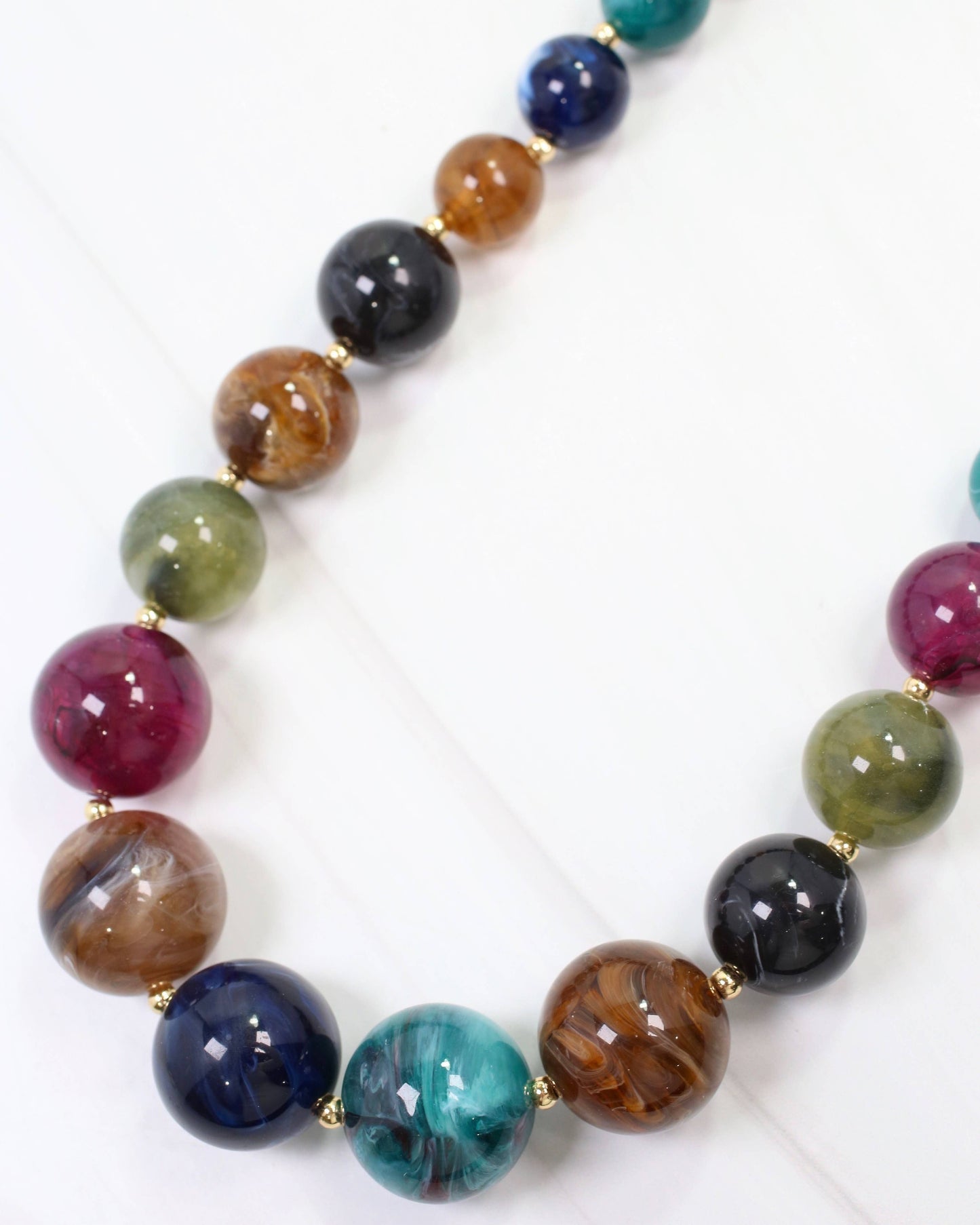 Caroline Hill - Cambridge Chunky Marble Necklace Dark Multi