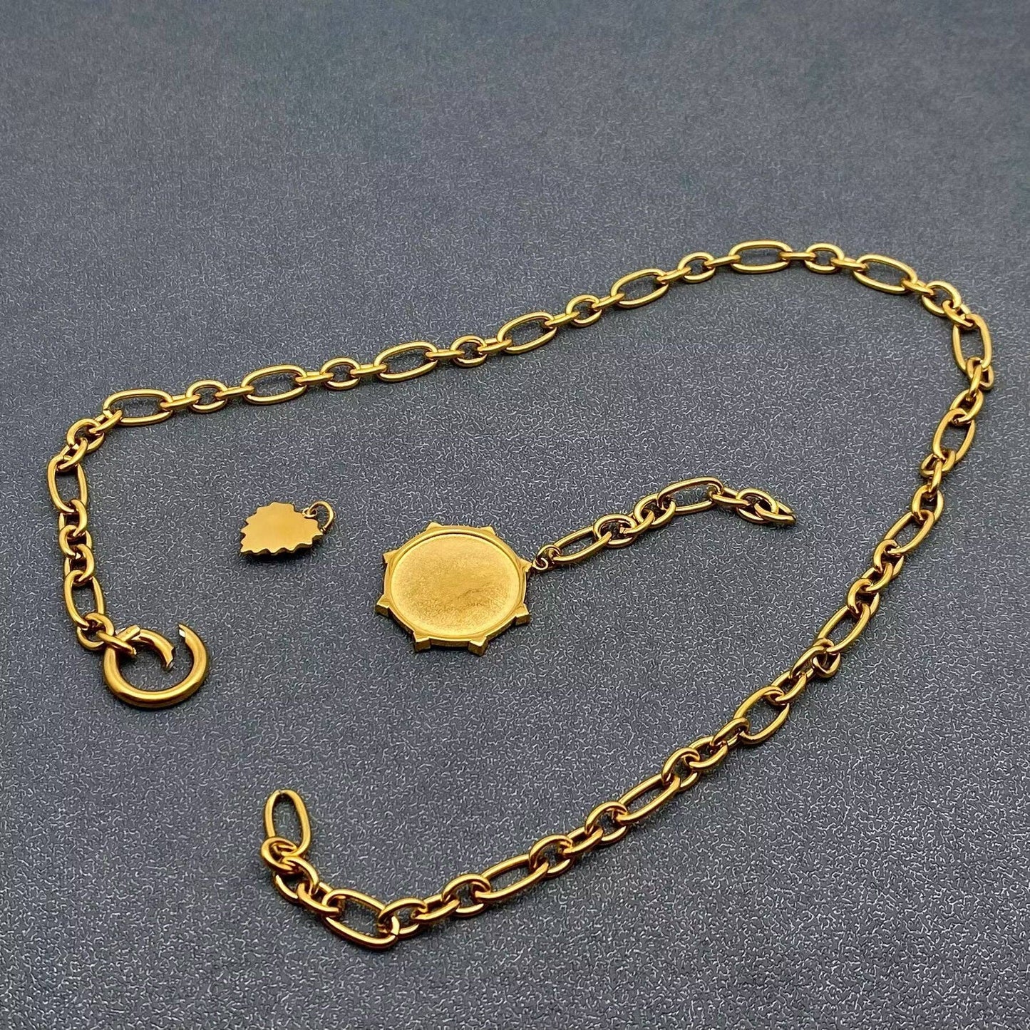 18K Gold Plated SS Y-neck Chain -Sun & Heart Charm