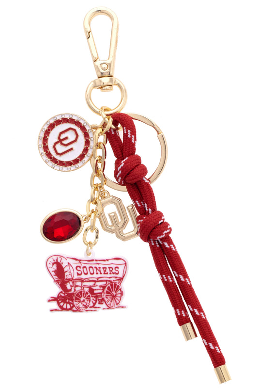 Oklahoma Sooners Charm Keychain in Crimson