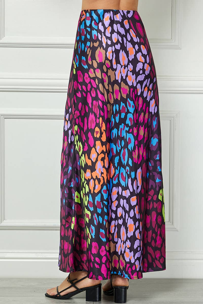 Colorful Leopard Print Long Skirt