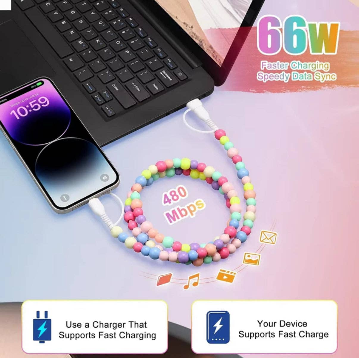 Pearl 4-in-1 Beaded Charging Cable