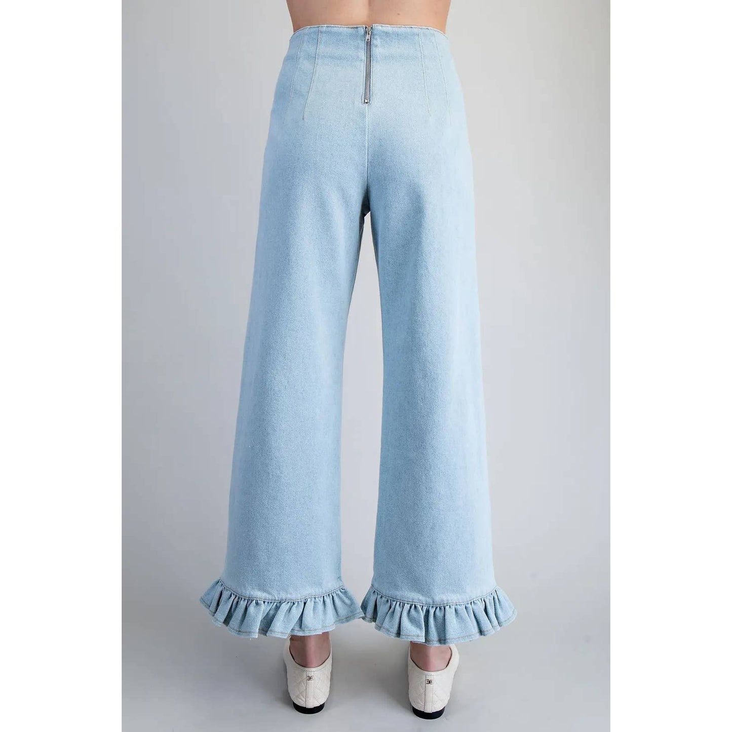 Light Mineral Washed Ruffled Hem Pants