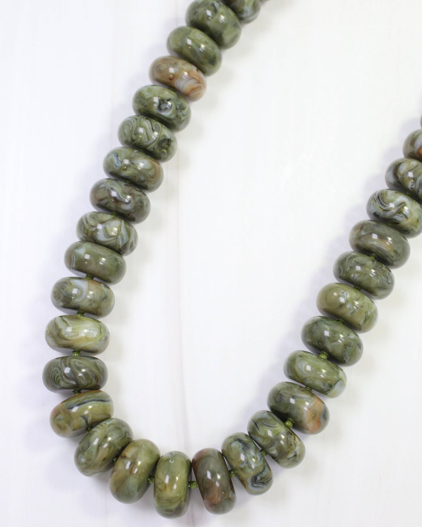 Caroline Hill - Pipestone Marble Beaded Necklace Olive
