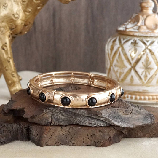 Black– Slim Cabochon Eternity Bangle