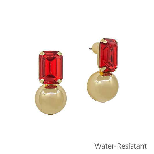 Red Earring w/ Gold Ball