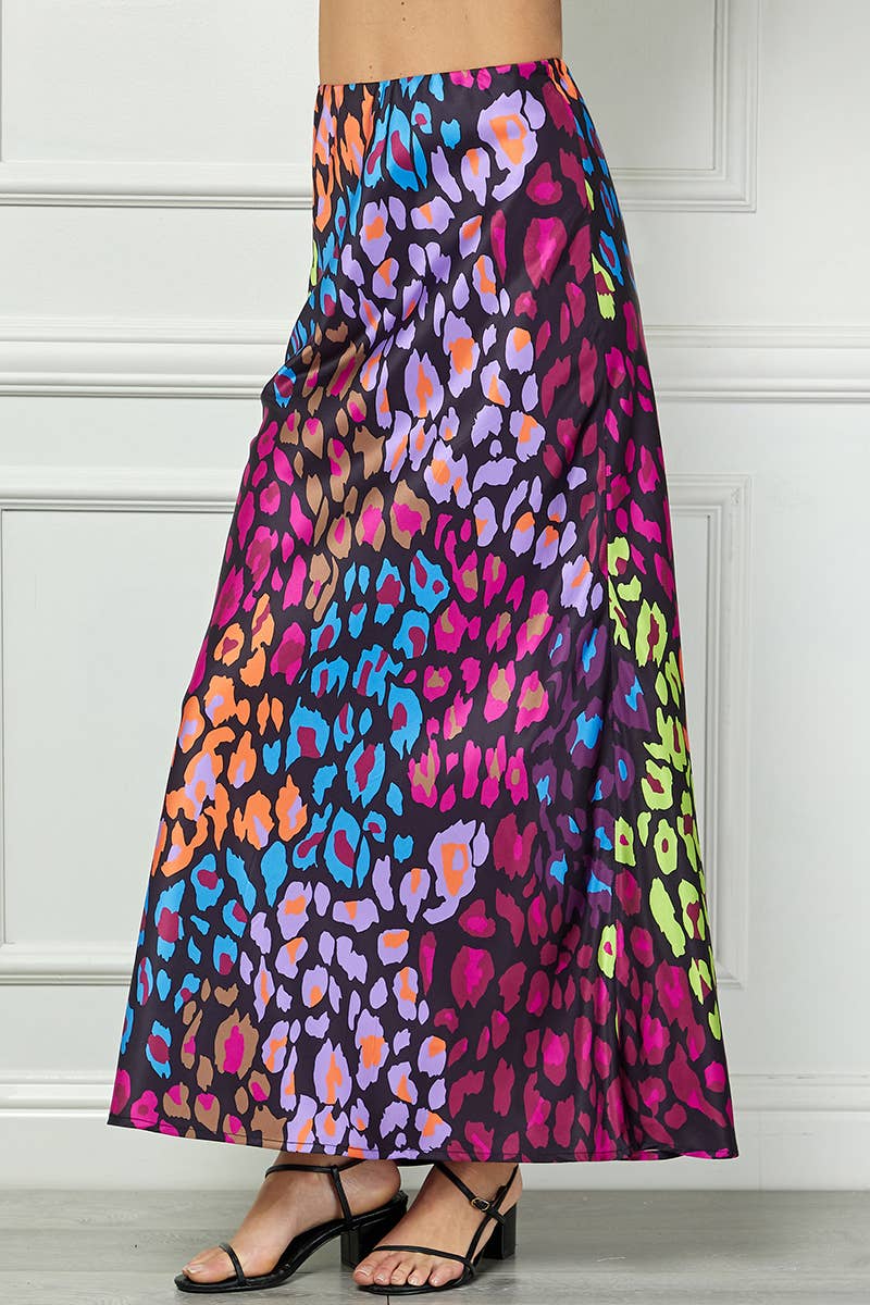 Colorful Leopard Print Long Skirt