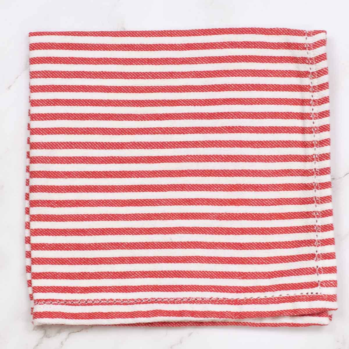 Red/White Stripe Linen Napkin    -18x18