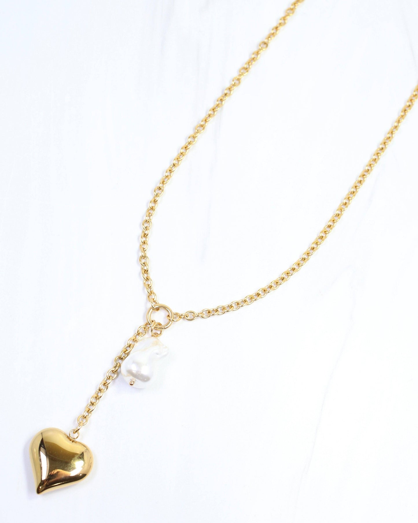 Caroline Hill - Darla Heart and Pearl Y Necklace WP Gold