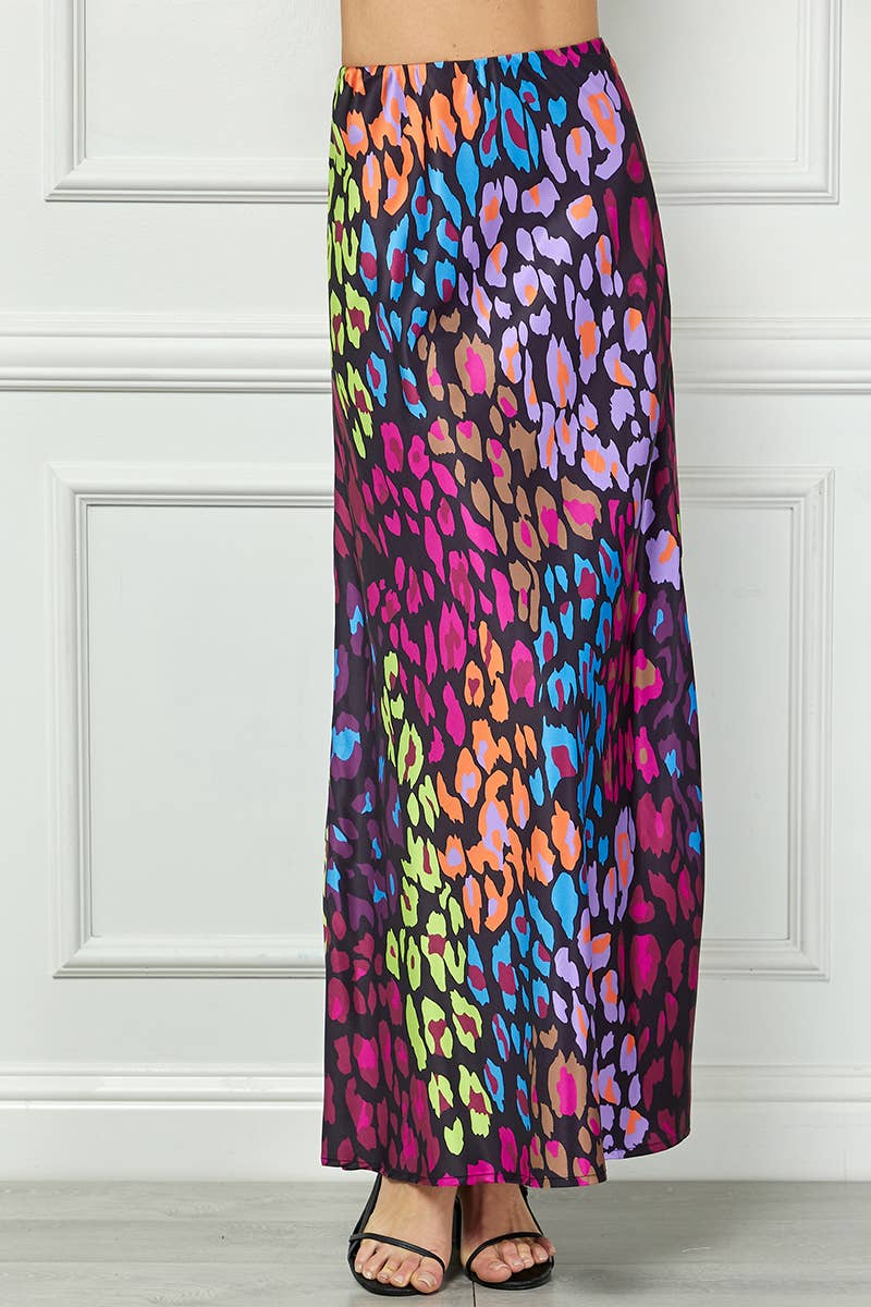 Colorful Leopard Print Long Skirt